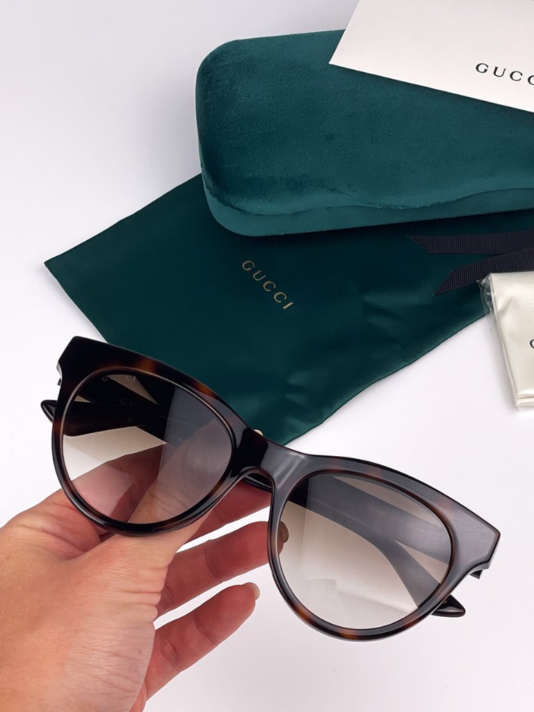 Gucci Logo Gg0763s 002 Sunglasses Cat Eye Havana Brown Women